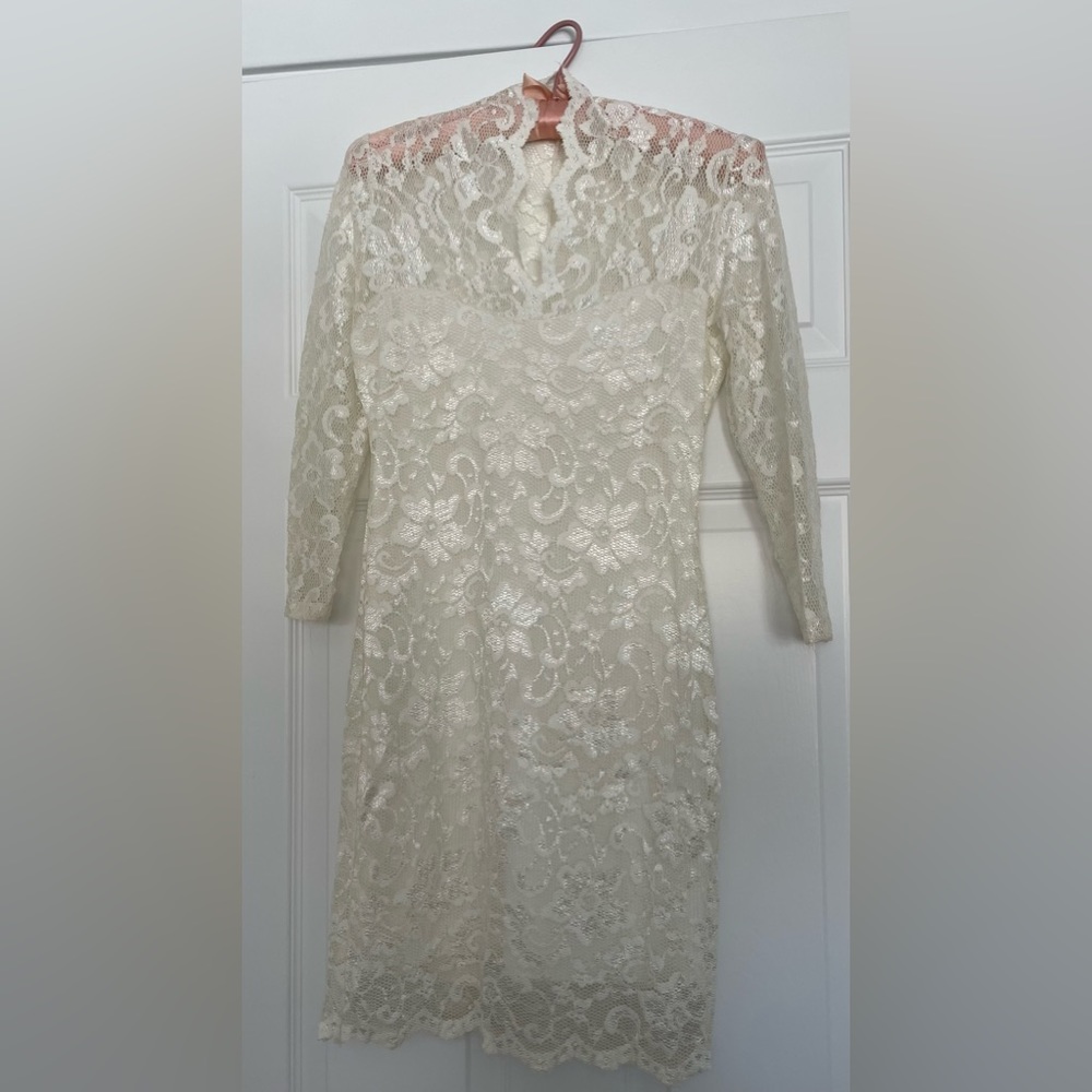 Cute Stretch Ivory Lace Dress